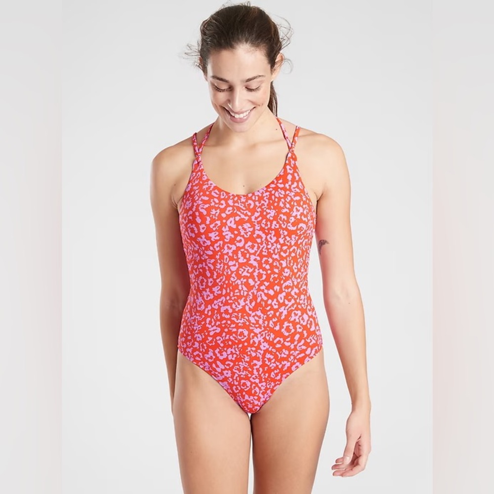 Athleta Leopard Keyhole One-Piece Swimsuit L
